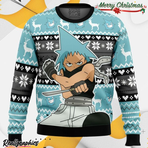christmas black star soul eater ugly christmas sweater 1 mfglul
