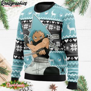 christmas black star soul eater ugly christmas sweater 2 fvjilr
