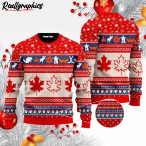 christmas canada maple leaf ugly christmas sweater qsytja
