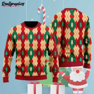 christmas tree love winter argyle ugly christmas sweater agpfsq
