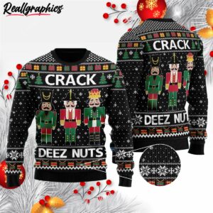 crack deez nuts nutcracker ugly christmas sweater f9fxqh