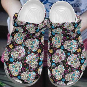 flower skullcap art mandala classic clogs shoes x0qvng