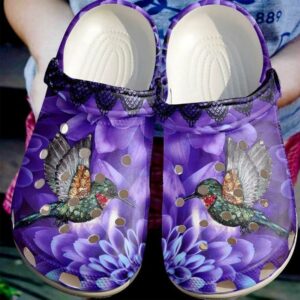 hummingbird and purple flowers clog bird clog hummingbird classic clog for her huu6hf