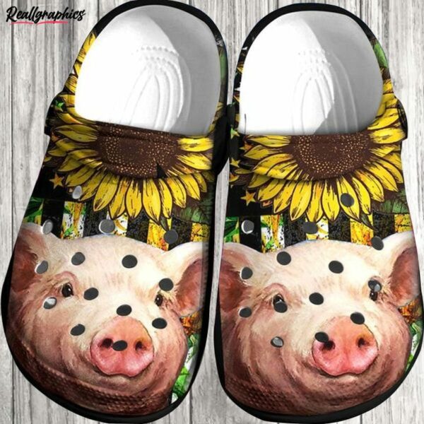 lovely girl love pig farm sunflower shoes pig classic clog for women wr8cj8