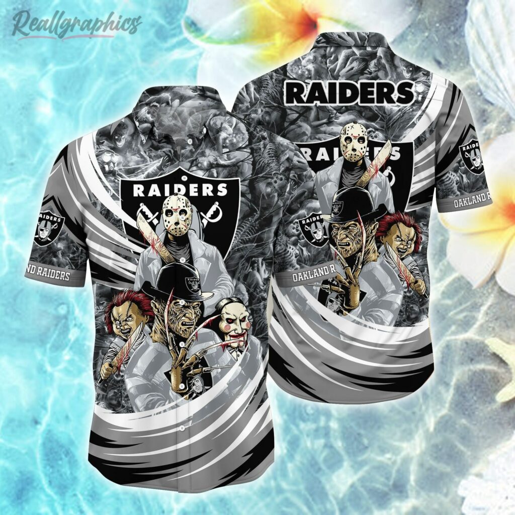 oakland raiders nfl halloween horror movies hawaiian shirt gnv2hb