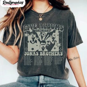 jonas brothers vintage music shirt five albums one night short sleeve 1 ldywal