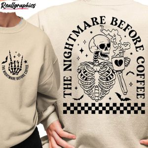 funny halloween shirt the nightmare before coffee crewneck tee tops 1 wldahq