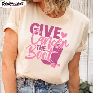 give cancer the boot retro shirt breast cancer unisex t shirt long sleeve 1 g4ifzz