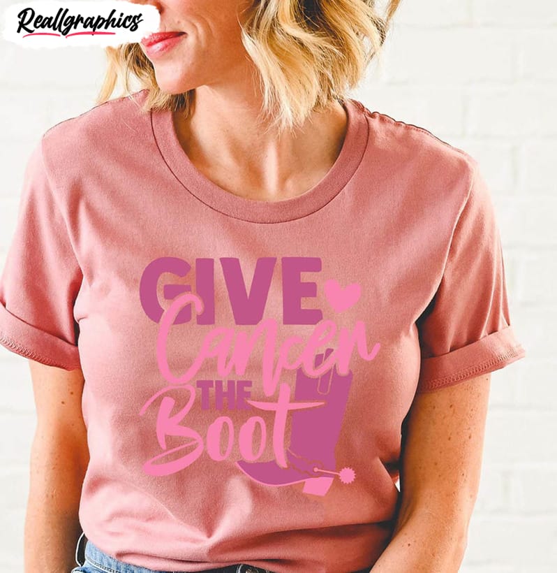 give cancer the boot retro shirt breast cancer unisex t shirt long sleeve 2 flxsu2
