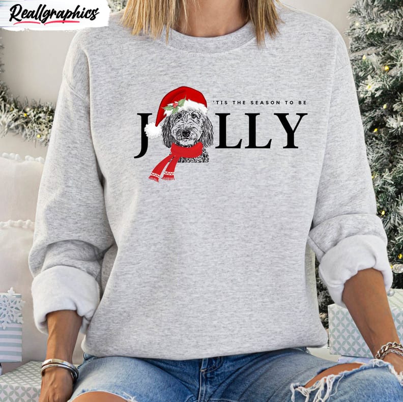 Doodle Dog Jolly Christmas Shirt, Bernedoodle Short Sleeve Long Sleeve doodle dog jolly christmas shirt bernedoodle short sleeve long sleeve 1 buv0ai