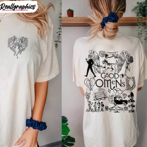 Good Omens Movie Doodle Art Shirt, Good Omens Movie Tee Tops Short Sleeve