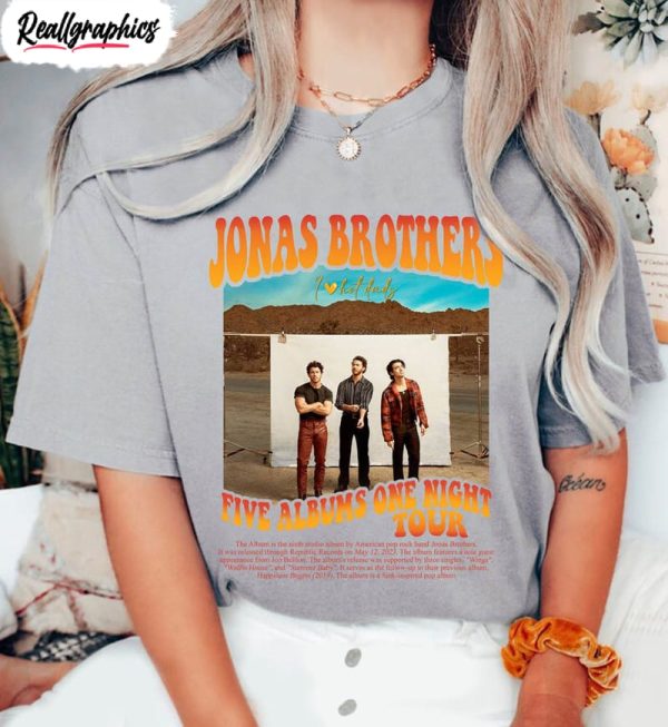 jonas brothers shirt vintage five albums one night tour long sleeve unisex t shirt 1 yngb5m