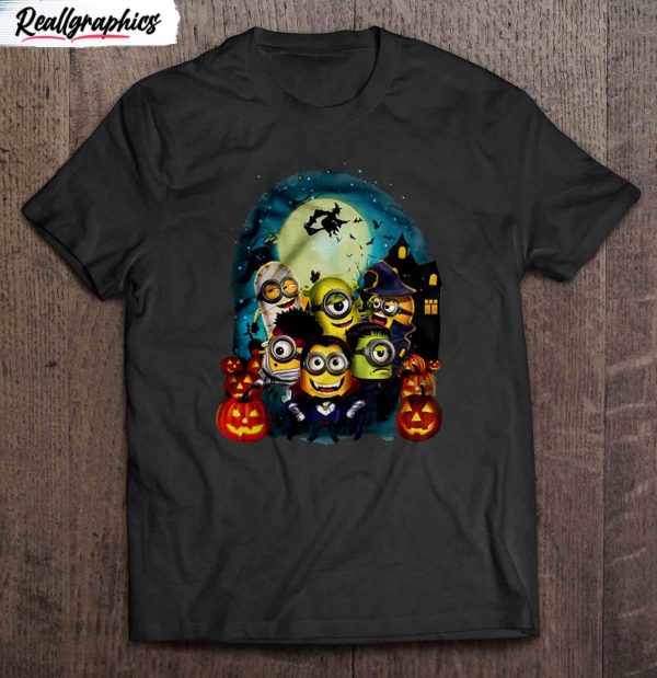 minions in halloween costume shirt