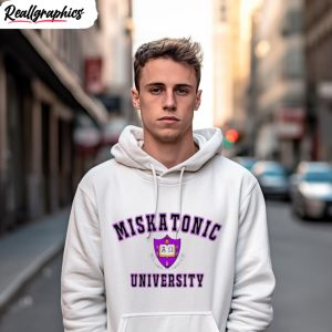 miskatonic university color logo shirt