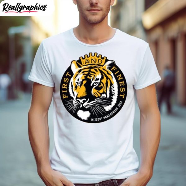 mizzou tigers first and finest 2023 official homecoming gold t shirt