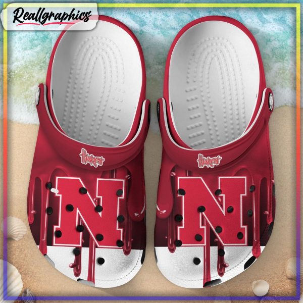 nebraska cornhuskers melting paint pattern crocs