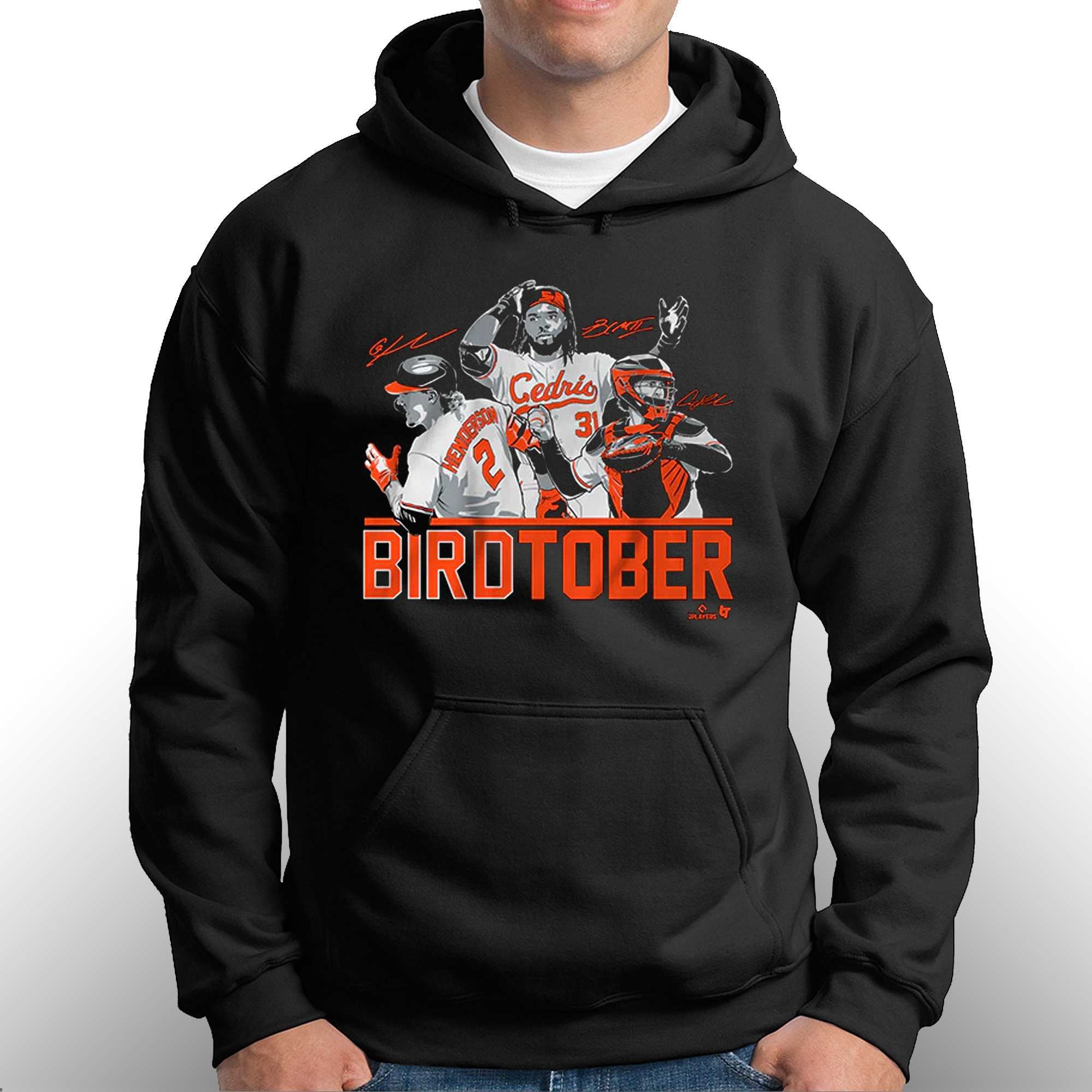 Birdtober Adley Rutschman Gunnar Henderson Cedric Mullins Baltimore Orioles Unisex T-shirt, Hoodie, Sweatshirt