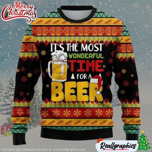 christmas 3d printed it's the most wonderful time for a beer crewneck sweatshirt