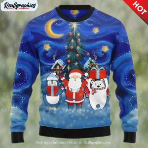 christmas-card-polar-bear-santa-penguin-ugly-christmas-sweater-1