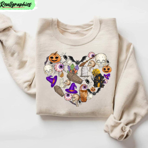 halloween-doodles-hearth-funny-shirt-trendy-short-sleeve-crewneck-1