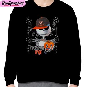 jack skellington fear the virginia cavaliers pumpkin halloween unisex t-shirt, hoodie, sweatshirt