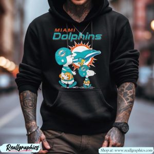 miami dolphins peanuts snoopy charlie brown and woodstock shirt