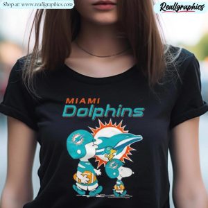 miami dolphins peanuts snoopy charlie brown and woodstock shirt
