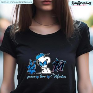 miami marlins peace love marlins snoopy shirt