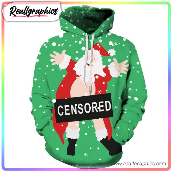 naughty santa claus snowflake icon green 3d printed hoodie