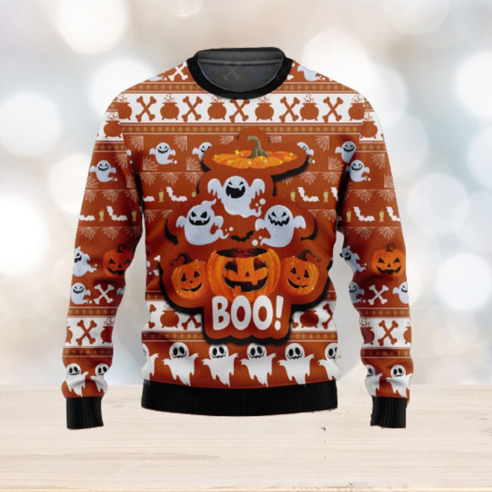 halloween party funny ghosh boo pumpkin halloween ugly christmas sweater unisex 3d sweater christmas gift