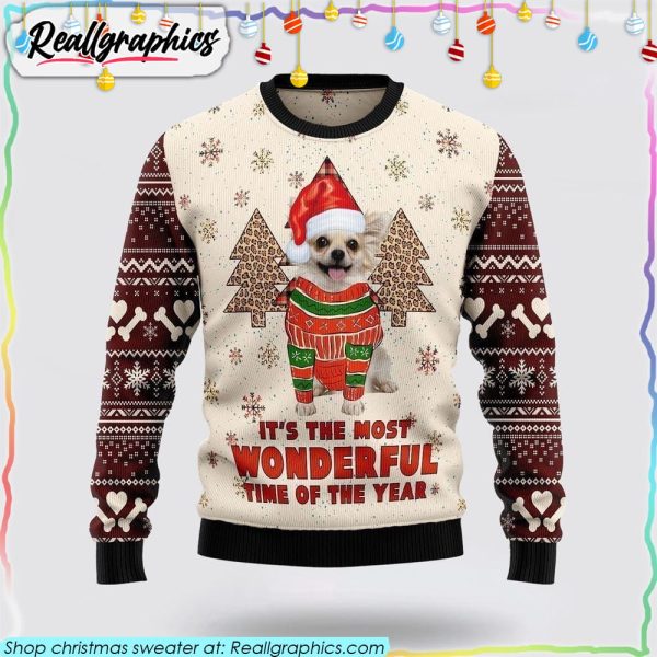 chihuahua-the-most-beautiful-time-3d-printed-christmas-sweater-sweatshirt-pet-lover-christmas-sweater