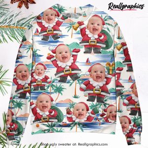 christmas-santa-summer-beach-custom-photo-ugly-christmas-sweater-1