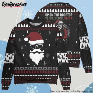 christmas-santa-up-on-the-rooftop-click-click-click-santa-claus-ugly-christmas-sweater-2