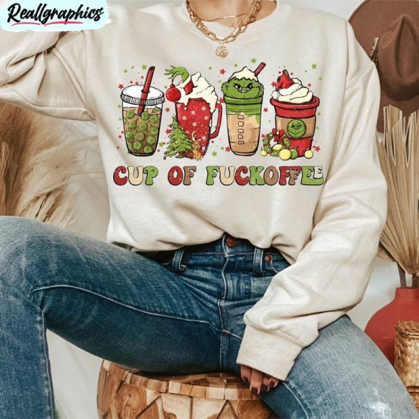 cup of fuckoffee shirt, christmas coffee short sleeve unisex t shirt