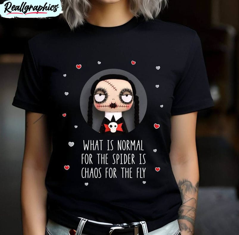 gothic wednesday doll art shirt, halloween gothic short sleeve crewneck
