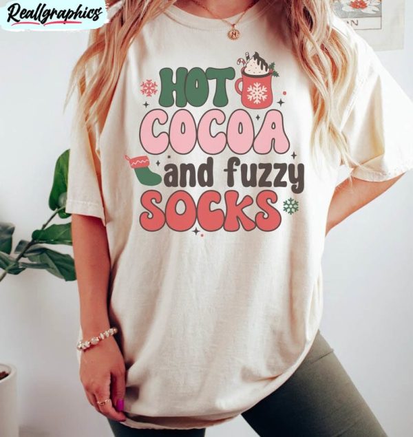 hot cocoa and christmas movies shirt, cute christmas long sleeve unisex hoodie