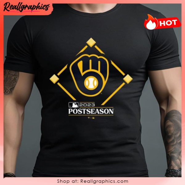 milwaukee brewers black 2023 postseason around the horn men's unisex shirt