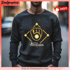 milwaukee brewers black 2023 postseason around the horn men's unisex shirt