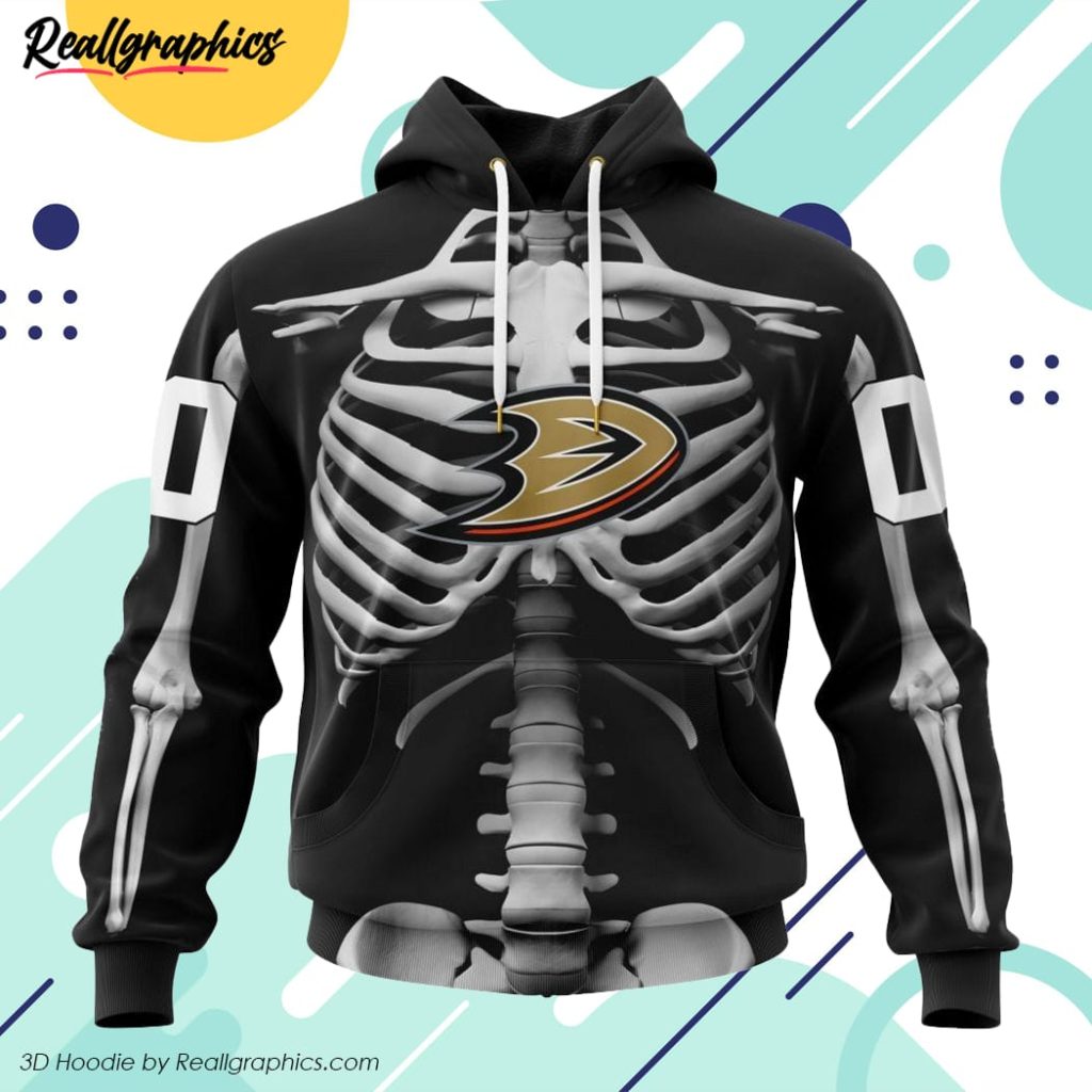 nhl anaheim ducks special skeleton costume for halloween hoodie