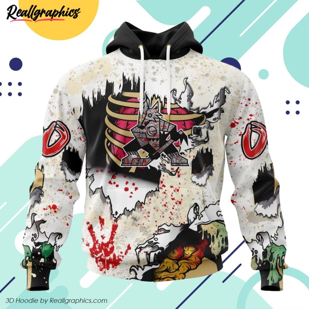 nhl arizona coyotes special zombie style for halloween 3d printed hoodie