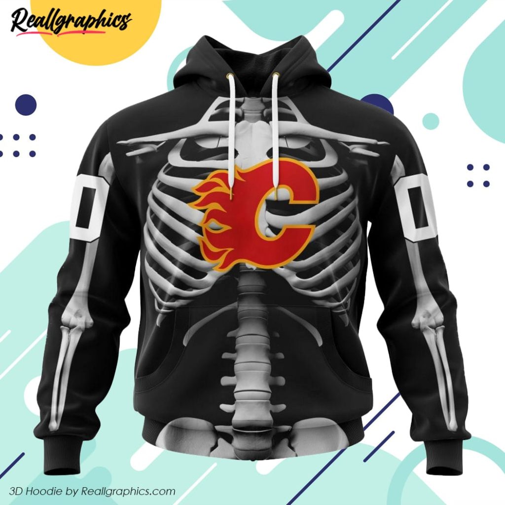 nhl calgary flames special skeleton costume for halloween hoodie