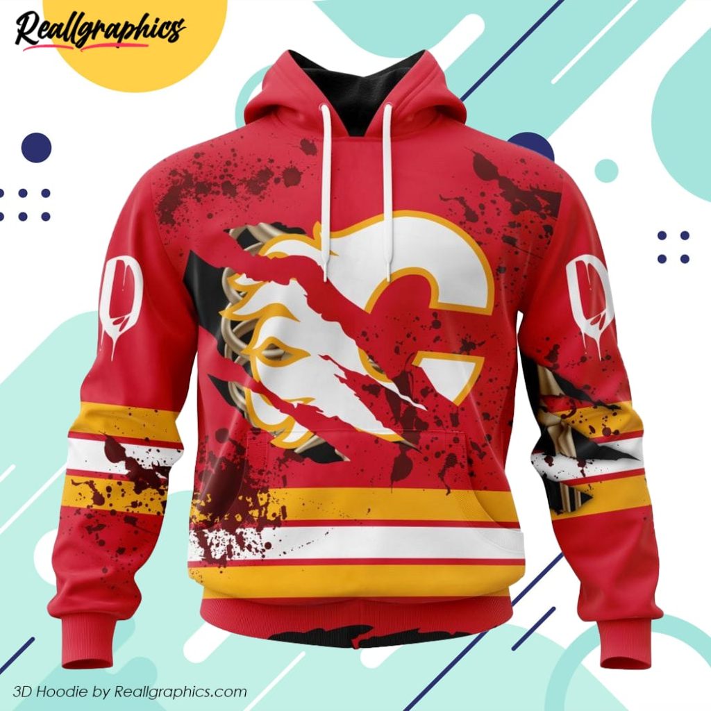 nhl calgary flames specialized design jersey with your ribs for halloween 3d printed hoodie