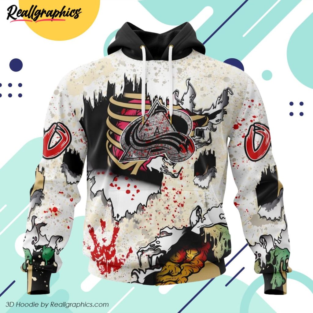 nhl colorado avalanche special zombie style for halloween all over printed hoodie