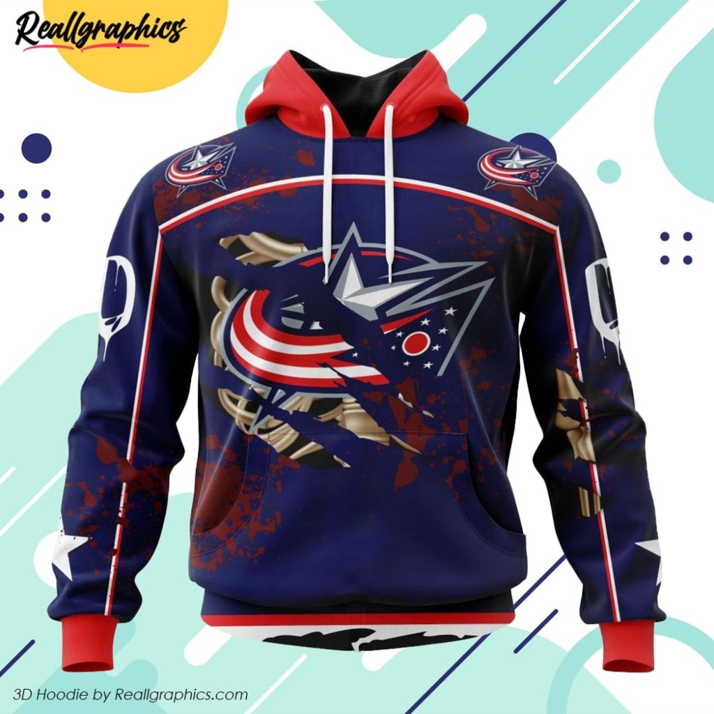 nhl columbus blue jackets specialized design jersey with your ribs for halloween 3d printed hoodie