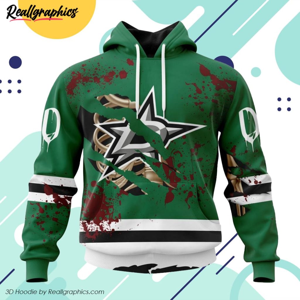 nhl dallas stars specialized design jersey with your ribs for halloween all over printed hoodie