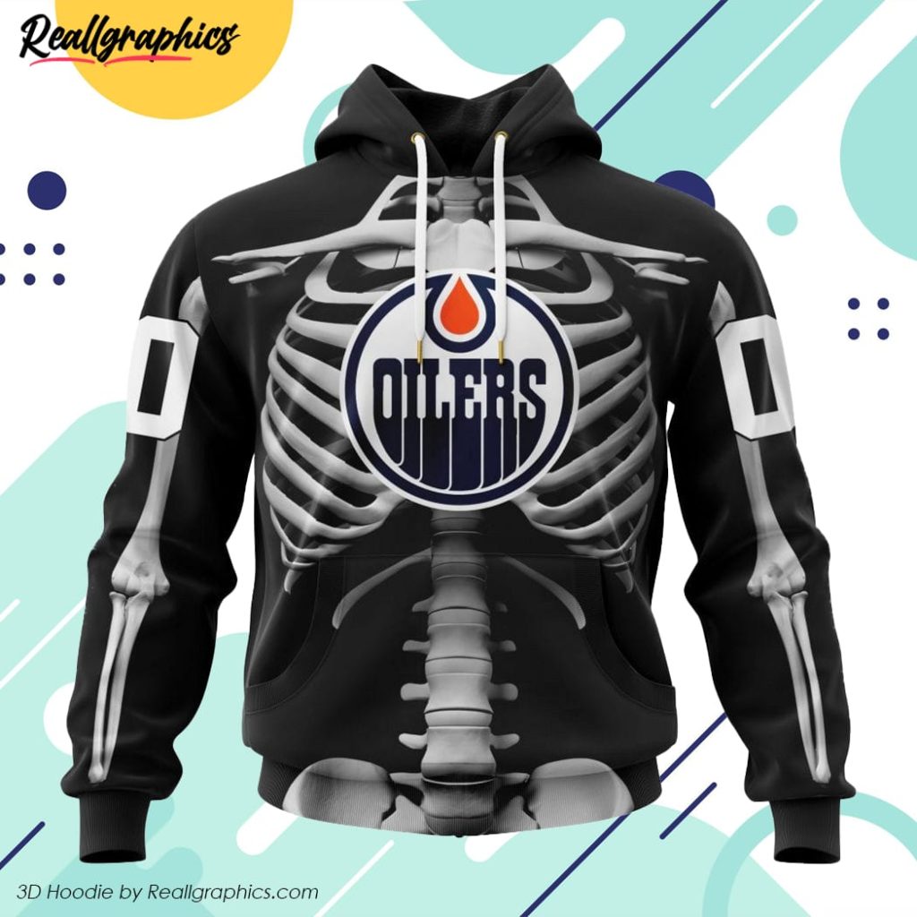 nhl edmonton oilers special skeleton costume for halloween 3d printed hoodie