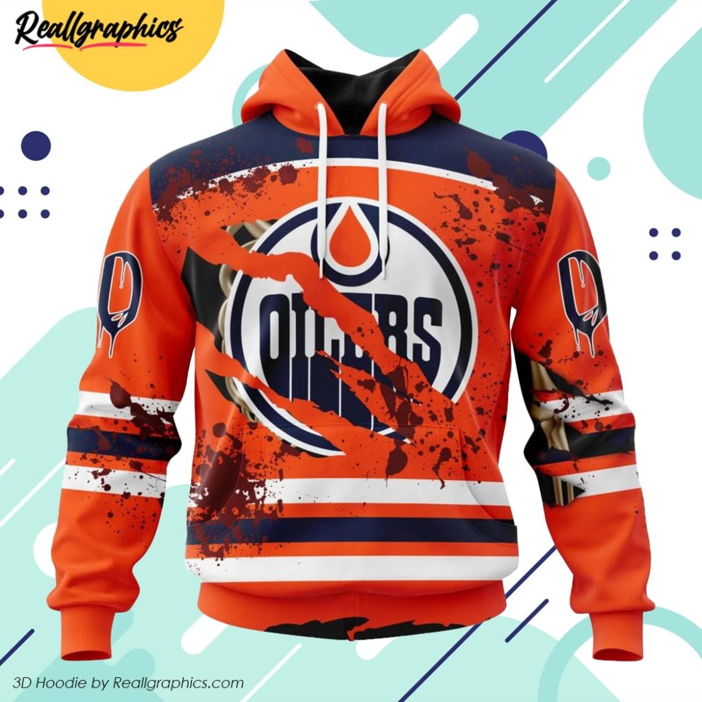 nhl edmonton oilers specialized design jersey with your ribs for halloween all over printed hoodie