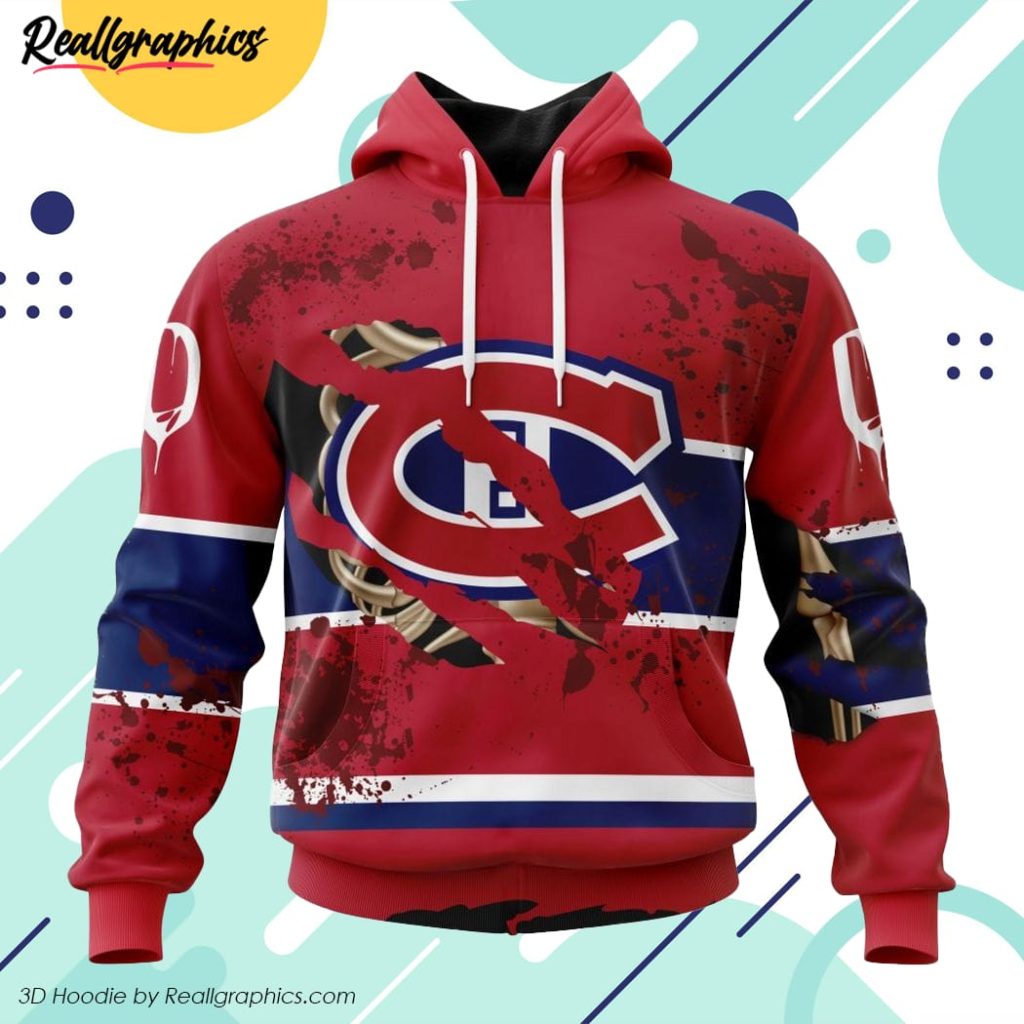 nhl montreal canadiens specialized design jersey with your ribs for halloween all over printed hoodie