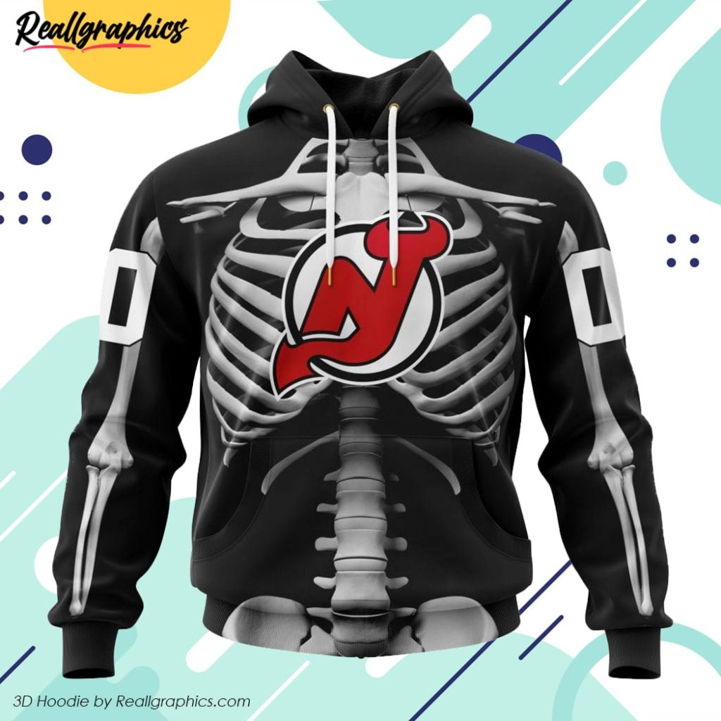nhl new jersey devils special skeleton costume for halloween hoodie