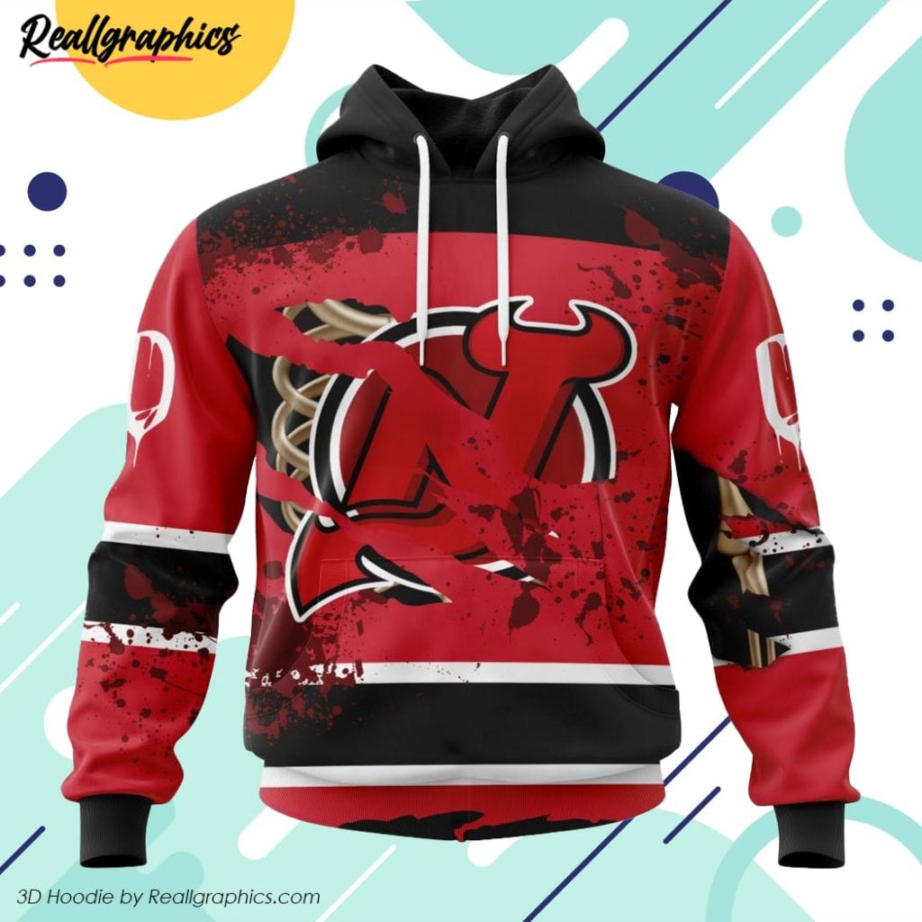 nhl new jersey devils specialized design jersey with your ribs for halloween all over printed hoodie